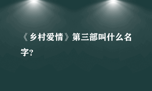 《乡村爱情》第三部叫什么名字？