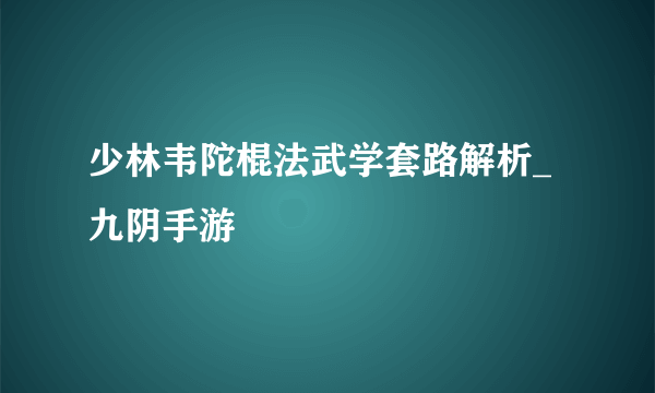 少林韦陀棍法武学套路解析_九阴手游