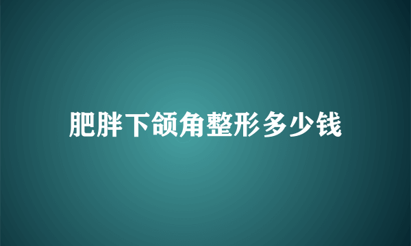 肥胖下颌角整形多少钱