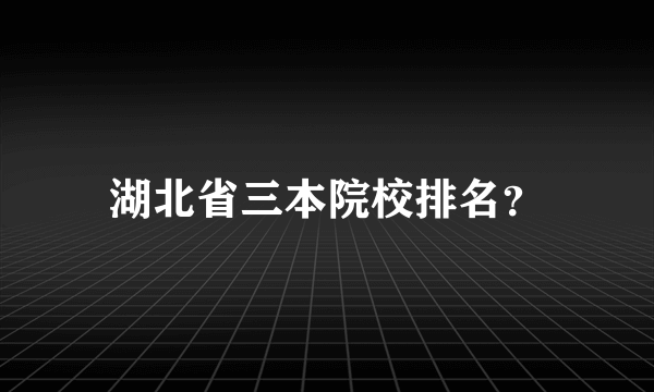 湖北省三本院校排名？