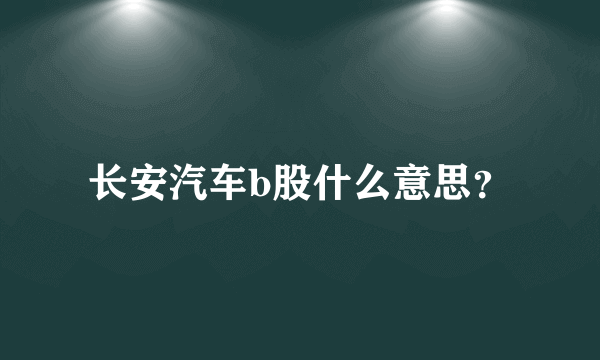 长安汽车b股什么意思？