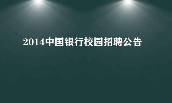 2014中国银行校园招聘公告