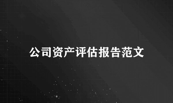 公司资产评估报告范文