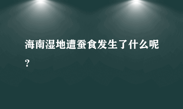 海南湿地遭蚕食发生了什么呢？