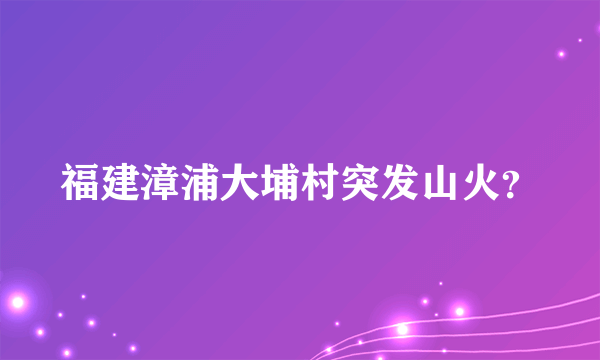 福建漳浦大埔村突发山火？