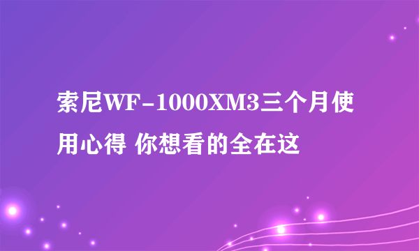 索尼WF-1000XM3三个月使用心得 你想看的全在这