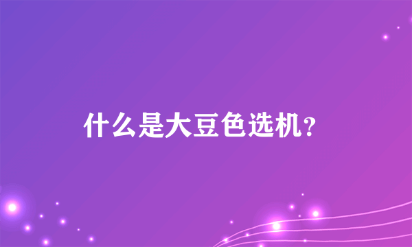 什么是大豆色选机？