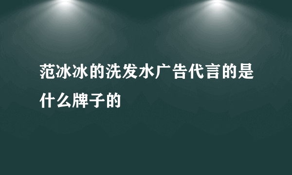 范冰冰的洗发水广告代言的是什么牌子的