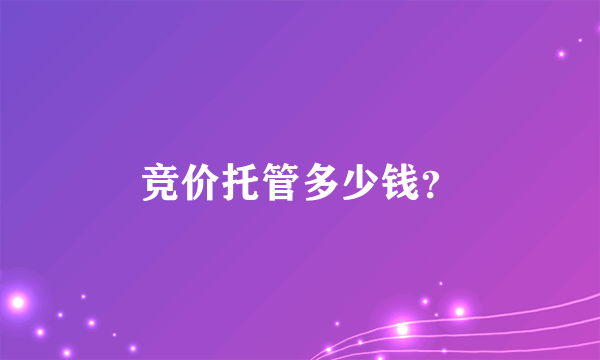 竞价托管多少钱？