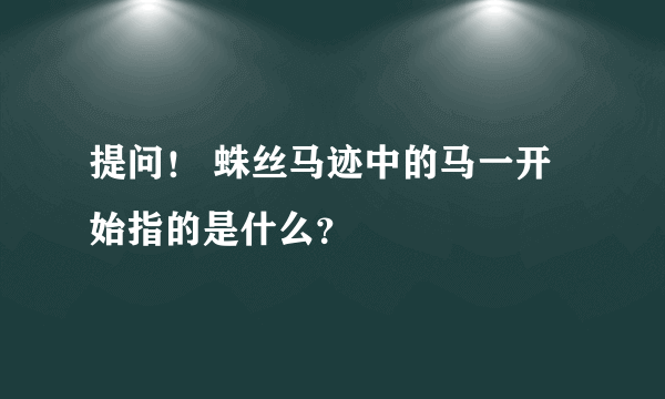 提问！ 蛛丝马迹中的马一开始指的是什么？