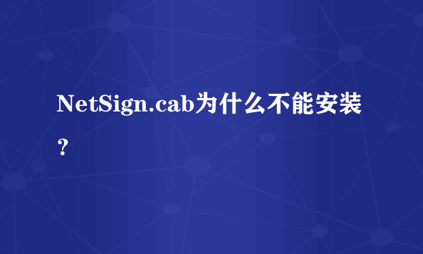 NetSign.cab为什么不能安装？