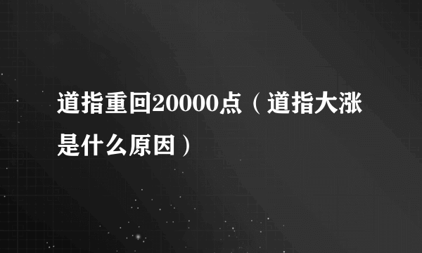 道指重回20000点（道指大涨是什么原因）