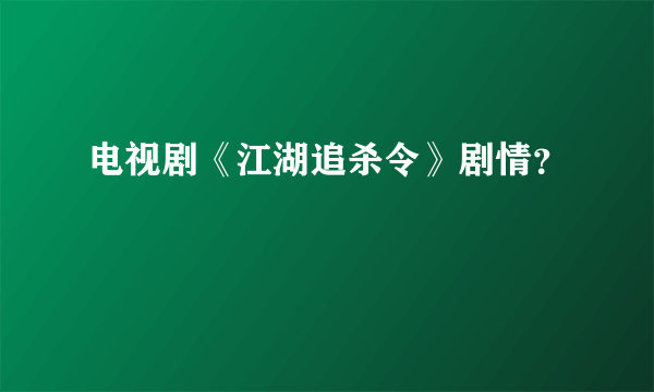 电视剧《江湖追杀令》剧情？