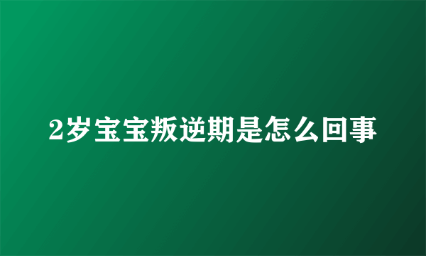 2岁宝宝叛逆期是怎么回事