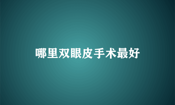 哪里双眼皮手术最好