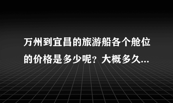 万州到宜昌的旅游船各个舱位的价格是多少呢？大概多久到宜昌？我想在船上看三峡