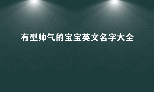 有型帅气的宝宝英文名字大全