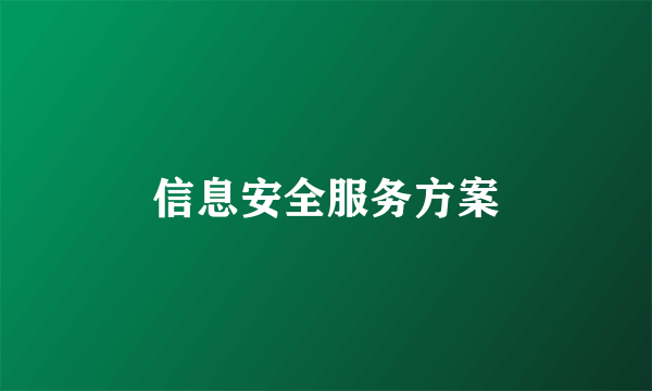 信息安全服务方案