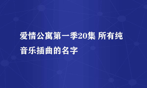 爱情公寓第一季20集 所有纯音乐插曲的名字