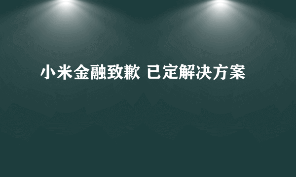 小米金融致歉 已定解决方案