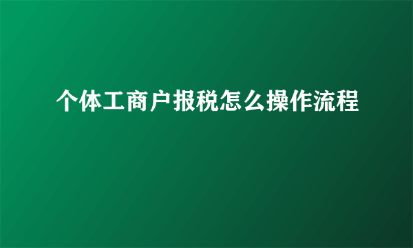 个体工商户报税怎么操作流程