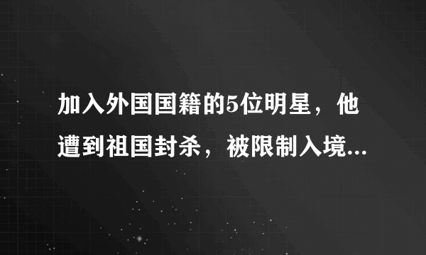 加入外国国籍的5位明星，他遭到祖国封杀，被限制入境，他是谁？