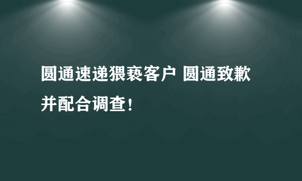 圆通速递猥亵客户 圆通致歉并配合调查！