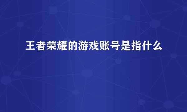 王者荣耀的游戏账号是指什么