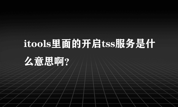 itools里面的开启tss服务是什么意思啊？