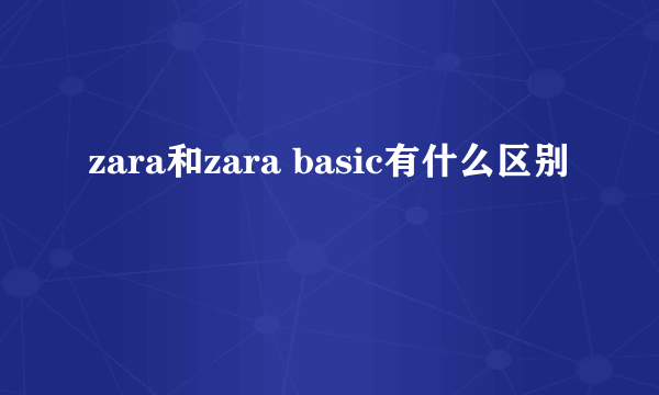 zara和zara basic有什么区别