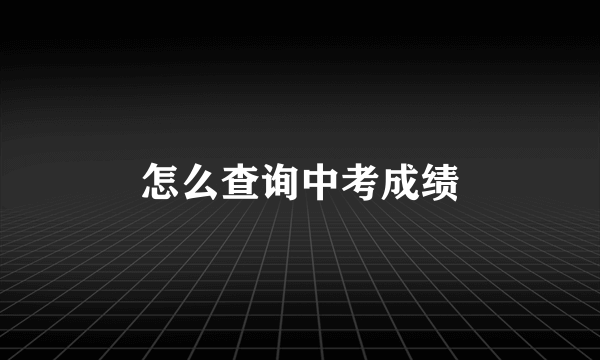 怎么查询中考成绩