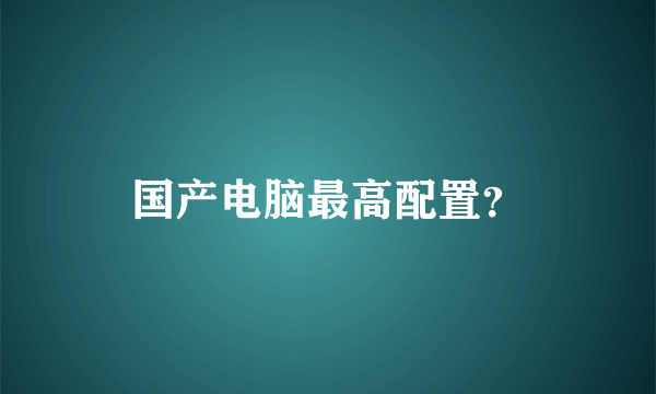 国产电脑最高配置？