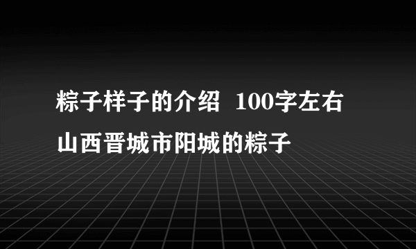 粽子样子的介绍  100字左右  山西晋城市阳城的粽子