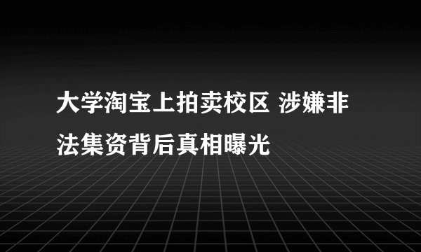 大学淘宝上拍卖校区 涉嫌非法集资背后真相曝光