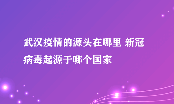 武汉疫情的源头在哪里 新冠病毒起源于哪个国家