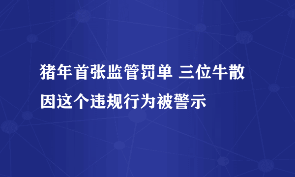 猪年首张监管罚单 三位牛散因这个违规行为被警示