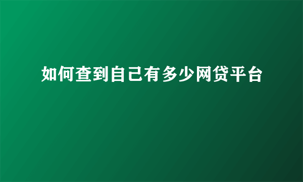 如何查到自己有多少网贷平台