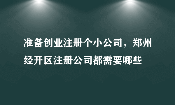 准备创业注册个小公司，郑州经开区注册公司都需要哪些