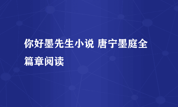 你好墨先生小说 唐宁墨庭全篇章阅读