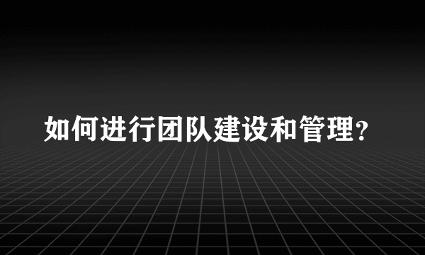 如何进行团队建设和管理？