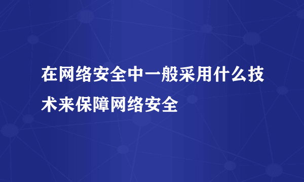 在网络安全中一般采用什么技术来保障网络安全