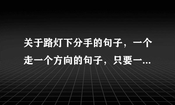 关于路灯下分手的句子，一个走一个方向的句子，只要一句，求大神帮忙？