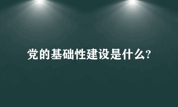 党的基础性建设是什么?