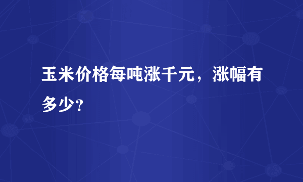 玉米价格每吨涨千元，涨幅有多少？