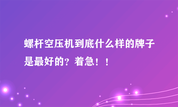 螺杆空压机到底什么样的牌子是最好的？着急！！