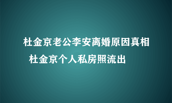 杜金京老公李安离婚原因真相  杜金京个人私房照流出