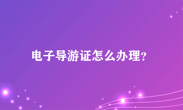 电子导游证怎么办理？