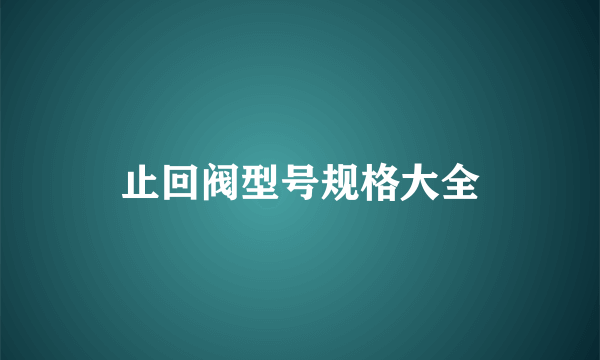 止回阀型号规格大全