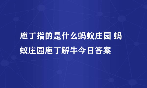 庖丁指的是什么蚂蚁庄园 蚂蚁庄园庖丁解牛今日答案