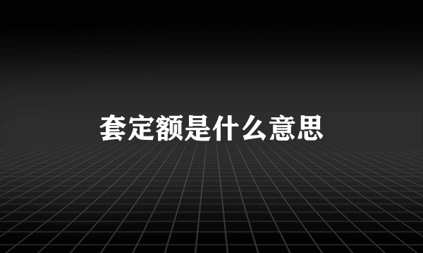 套定额是什么意思